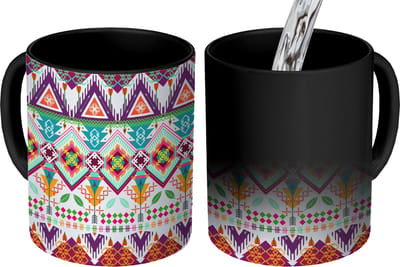 Magische Mok - Foto op Warmte Mokken - Koffiemok - Azteken - Zuid-Amerika - Patronen - Magic Mok - Beker - 350 ML - Theemok