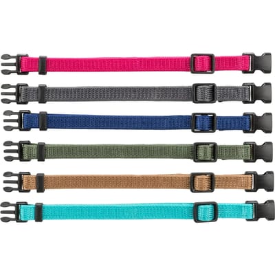 Trixie Junior Set of puppy collars S-M: 17-25 cm/10 mm 6 pcs. fuchsia graphite indigo forest coral ocean