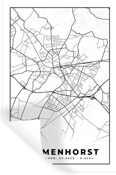 Muurstickers - Sticker Folie - Plattegrond - Kaart - Delmenhorst - Stadskaart - 20x30 cm - Plakfolie - Muurstickers Kinderkamer - Zelfklevend Behang - Zelfklevend behangpapier - Stickerfolie
