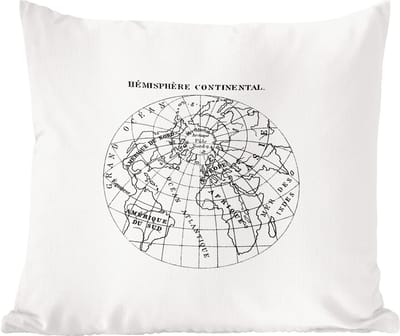 Sierkussens - Kussentjes Woonkamer - 60x60 cm - Retro - Wereldbol - Zwart - Wit