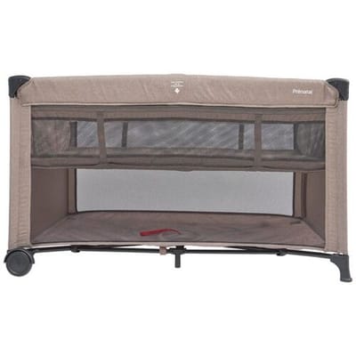 Prénatal campingbed Sinne - Inklapbaar reisbedje - Met bodemverhoger en kruipluik - Inclusief draagtas - Taupe bruin - 60 x 120 cm