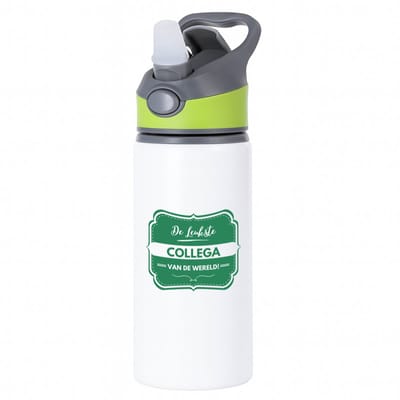 Hacebo® - De leukste collega van de wereld waterfles met rietje groen - iemand die een collega is - leukste ooit - werk - collega - verjaardagscadeau - kado - gift - geschenk - afscheidscadeau - welkomscadeau - water fles - 650ML
