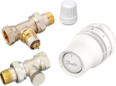 Danfoss thermostaatkraan set RA met voetventiel en thermostaatknop