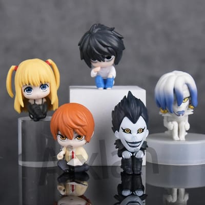 Aixlan Lot de 5 Figurine DEATH NOTE Édition Mignonne Yagami Light 4cm Ryuk/L·Lawliet Figurine d'Action en PVC Figurine de Collection Anime black