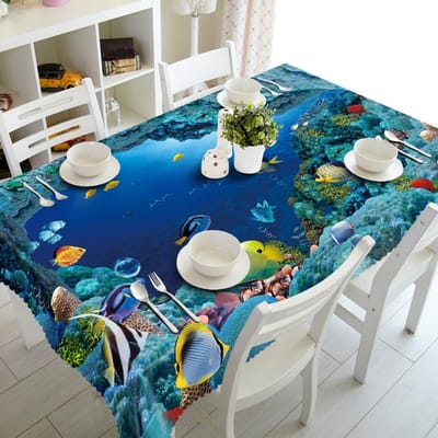 Tafelkleed met Zeezichtpatroon Papegaai- en Olifantenpatroon Waterdicht Verdikt Rechthoekig en Rond Tafelkleed voor Bruiloft 40 X 40CM blue
