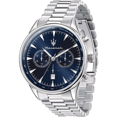 Maserati Tradizione Blauw Zilver Heren Chronograaf Quartz R8873646005 blauw