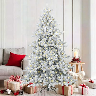 vidaXL - Kunstmatige - Hinged - Kerstboom - Wit - 180 - cm - PVC - en - Staal