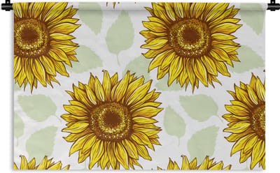 Wandkleed - Wanddoek - Zonnebloem - Patronen - Bloemen - 90x60 cm - Wandtapijt
