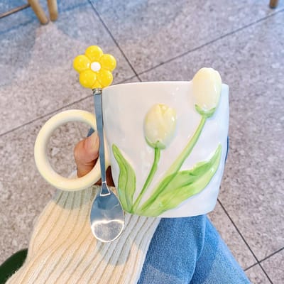 Design Sense Mok Hoge Waarde Tulp Keramische Kop Souvenir Waterbeker Kantoor Theekop Evenement Cadeau 401-500ml
