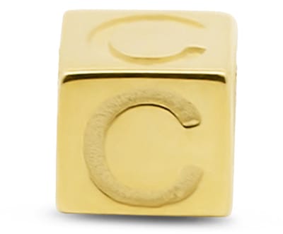 New Bling 9NBG-912C Gouden Kubus met Letter C - 3,8mm - hanger - 14 Karaat - Goud