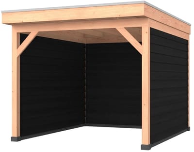 Douglas overkapping, 300 x 350, met achterwand en twee zijwanden, Westwood Comfort Plus Zwart
