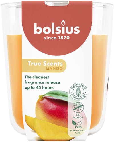 4 stuks Bolsius geurglas mango geurkaarsen 97/85 (45 uur) True Scents