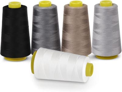 Naaigaren Duurzame,1Plusselect 5 Kegels Overlockgaren Naaigaren 40/2 per 3000 Yard (2743 Meter),100% polyester Spoelen Universeel, 5 Kleuren Scheurvast Garen van Toepassing Handnaaien of Naaimachines