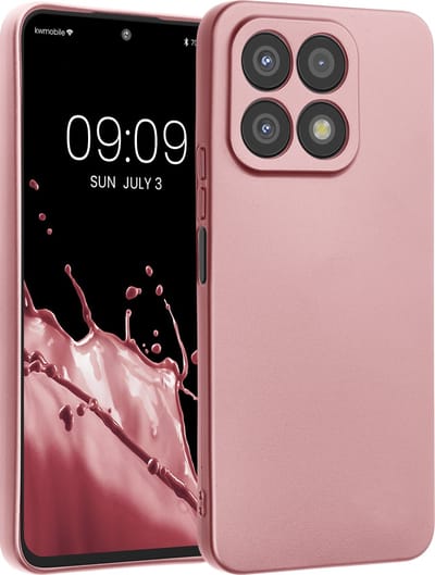 kwmobile metallic telefoonhoesje van TPU - geschikt voor Honor X8a - Flexible case voor smartphone - In metallic roségoud