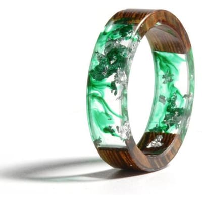 Houten Hars Ring Transparante Epoxy Hars Ring Mode Handgemaakt Gedroogde Bloem Trouwsieraden Liefdesring Voor Vrouwen Nieuw Ontwerp 10 blue