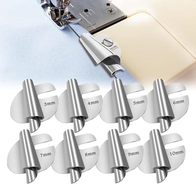 Set van 8 naaimachine-accessoires Rolzoompersvoet, naaiaccessoires met 8 maten (3 mm - 10 mm) Roestvrijstalen naairolzoompersvoet voor thuisgebruik Geschikt voor een breed scala aan naaiwerk, industriële en huishoudelijke toepassingen - Cyslmuk®