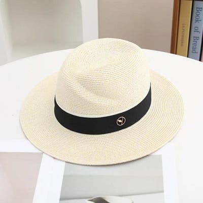 Chapeau Panama en Paille d'Été Unisexe Protection Solaire Upf50 Réglable Fibre Naturelle Casquette d'Extérieur pour Mariage à la Plage 56-58cm gray