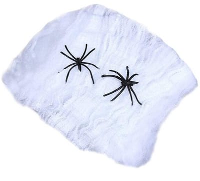 Dailygoods- Spinnenweb 60g - Halloween Decoratie - Realistische Spinnen - Creepy Versiering - Voor Binnen/Buiten - Snel Op te Hangen - Halloweendecoratie
