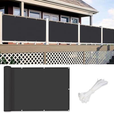 Balkonscherm - Donkergrijs 70 x 300 cm , Waterdicht, UV-bescherming, Privacybescherming voor balkonleuningen, Studio balkon privacy scherm schutting hoes waterdicht, voor appartementen en achtertuinterrassen, balkons, zwembaden - Cyslmuk