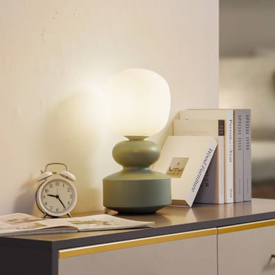 Lucande - Tafellamp - 1licht - Keramiek, glas - H: 38 cm - E14 - wit, groen (Pantone 16-0110TXC)