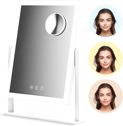 Draaibaar Make-up Spiegel - Verlichte Spiegel - Snel Make-up Aanbrengen - 360 Graden Draaibaar - 58 x 48 cm - Zwart