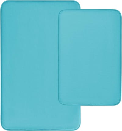 2-Piece Ultra Thick Bath Mat, Memory Foam, Non-Slip, Bathroom Rug, Bath Mat Set, 2-Piece Shower Mat, Bathroom Set, 40 x 60 cm + 50 x 80 cm, Teal Green