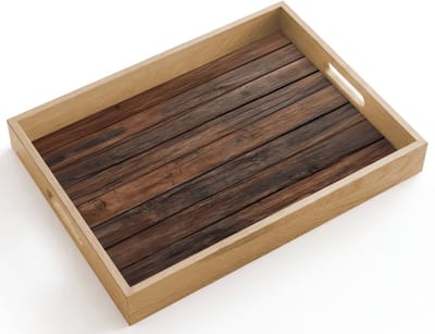 Dienblad hout 40x30 cm - Schootdienblad - Houten plankpatroon - Warmte - Natuurlijk - Borrelplank rechthoek - Plateau dienbladen