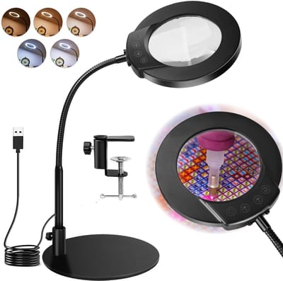 Dailygoods - Vergrootglas met Lamp 10x - 2-in-1 Klem met 5 Kleurmodi voor Handwerk en Reparaties