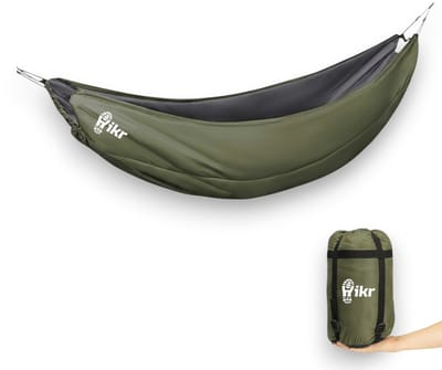 Hikr Hangmat Quilt – Onderdeken voor warmte-isolatie – Bushcraft en Survival – Lichtgewicht en compact – 3-seizoenen – Groen