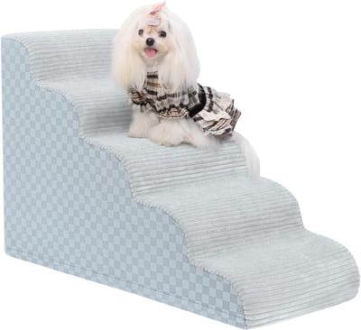 Honden Trap voor Hoge Bedden 5 Treden Schuim - Helling voor Kleine Honden