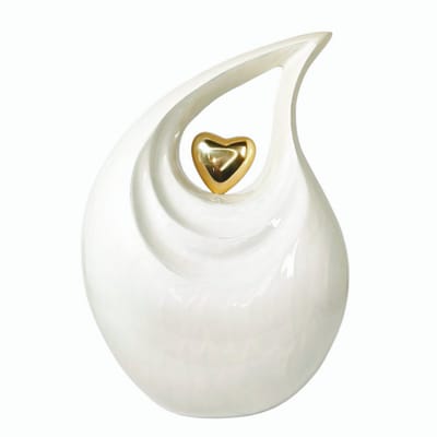 XXL As Urn - 3.5 Liter - Teardrop - Druppel Urn - Crematie Urn - Uniek - Voor Huisdieren of Menselijk As - Crematie As - Decoratie Urn - White