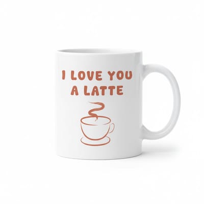 330ml 'I Love You A Latte' Mok – Leuke Koffiemok met Schattig Latte Ontwerp – Perfect Cadeau voor Koffieliefhebbers en Speciale Gelegenheden