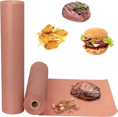 Butcher Paper -roze 2 Rollen - BBQ Kraft Papier Rol - Voedselgrade Kraft Papier voor Barbecue - Smoker - Vlees - Perfect Koken - Juicy (30.5cm x 11m Rol)