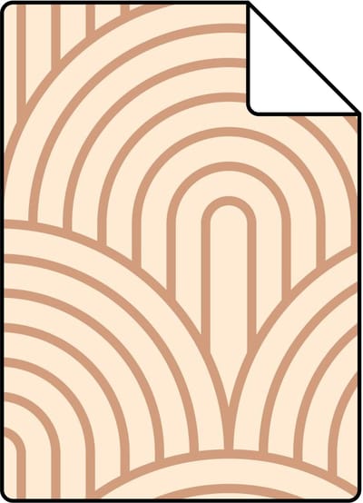 Proefstaal ESTAhome behang art deco bogen bruin en beige - 26.5 x 21 cm - 131767-S