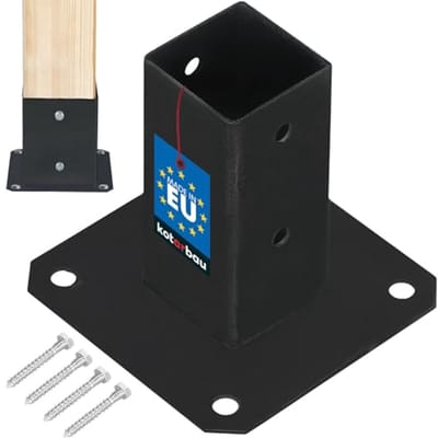 KOTARBAU® Paalvoet , Paalhouder, voor Schroefbevestiging, Gepoedercoat Staal, 50 x 50 mm, Zwart, Paalsteun, voor Houten Balken en Pavillons, Duurzaam en Weerbestendig