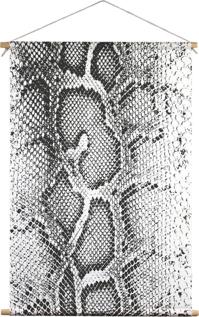 Slangenprint | Zwart wit | Dieren | Textieldoek | Textielposter | Wanddecoratie | 120CM x 180CM” | Schilderij