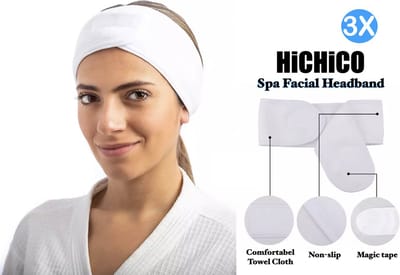Haarband - Hoofdband - Eyelashes Extension Spa Facial Headband Make Up Wrap Head Terry Cloth Hairband Stretch Towel with Magic Tape - Haarbanden - Hoofdband - Hairband - Headband - Make-Up Accessoires – Haar accessoires 3 STUKS - Wit