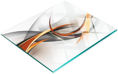 Keukenplank van gehard glas met decoratieve abstracte golfmotieven, 60x52 cm