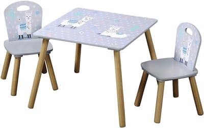 KAD® Kinderbureau Met Stoel - Kinderbureau - Kindertafel - Kinder Bureau - Bureau Meisje - Grijs - ‎55cm x 55cm x 45cm