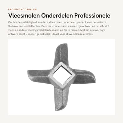 Dailygoods- Vleesmolen Mes Duurzaam - Vleesmolen Onderdelen - Professioneel Stalen Mes - Kruisvormig Ontwerp - Vervangingsonderdeel - Geschikt voor Zelfgemaakte Worst - Vleesmes