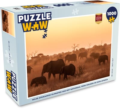 Puzzel Wilde Afrikaanse olifanten van het nationaal park Kruger in Zuid-Afrika - Legpuzzel - Puzzel 1000 stukjes volwassenen