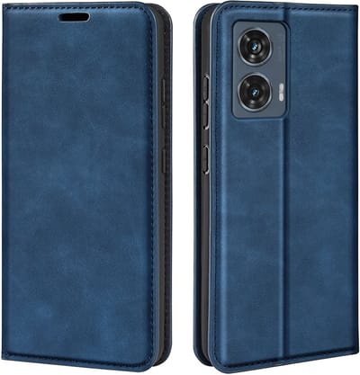 MobyDefend Hoesje - Geschikt voor Motorola Edge 50 Fusion - Luxe Wallet Bookcase (Magnetische Sluiting) - Blauw