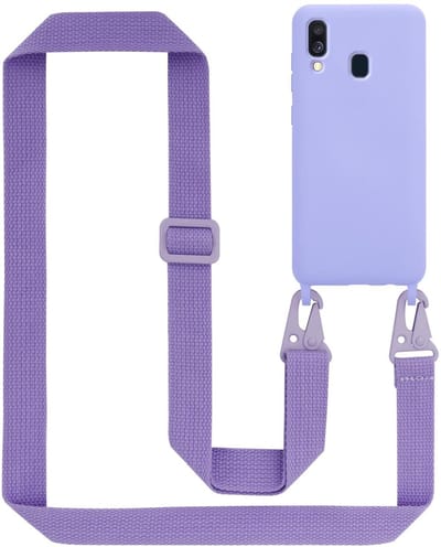 Cadorabo Mobiele telefoon ketting geschikt voor Samsung Galaxy A40 in LIQUID LICHT PAARS - Silicone beschermhoes met lengte verstelbare koord riem