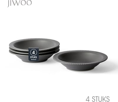 Pastabord set van 4 (Ø21,3cm / 510ml), Diepe borden, Soepborden, Serviesset 4 persoons, Geschikt voor Restaurants, Horeca, Feest, Familiefeesten, Banketten en Picknicks, Magnetron-vaatwasserbestendig, Keramiek