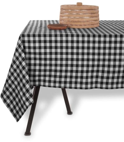 Tiseco - Tafelkleed GINGHAM - Katoen - Geblokt - 150x250 cm, zwart