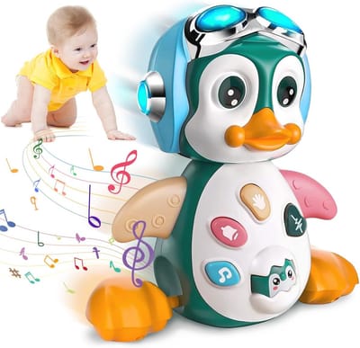 Kruipende Pinguïn Speelgoed voor Baby's | Montessori Inspiratie voor Kinderen van 6-24 Maanden met Muziek en Licht