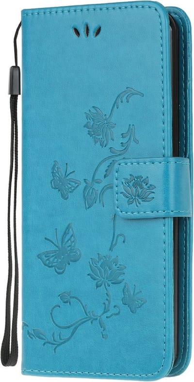 Coverup Hoesje - Geschikt voor Motorola Moto G10 / G20 / G30 Hoesje - Coverup Bloemen & Vlinders Book Case - Blauw