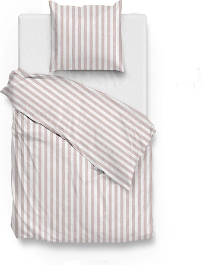 Zohome Dekbedovertrek Banda-di-Lino - Bedlinnen met Strepen - 140x220 - Beige - Dekbedhoes van 100% Katoen