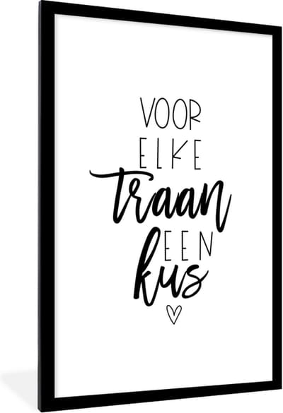 Fotolijst incl. Poster - Beterschap - Quote - Hartjes - Kus - 80x120 cm - Posterlijst