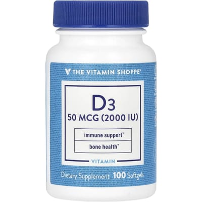 The Vitamin Shoppe, Vitamine D3, 50mcg (2 000 UI), 100 gélules